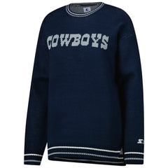 Starter Women's Oversized On the Ball Intarsia Knit Pullover Sweater - Dallas Cowboys Pullover