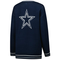Starter Women's Oversized On the Ball Intarsia Knit Pullover Sweater - Dallas Cowboys Pullover