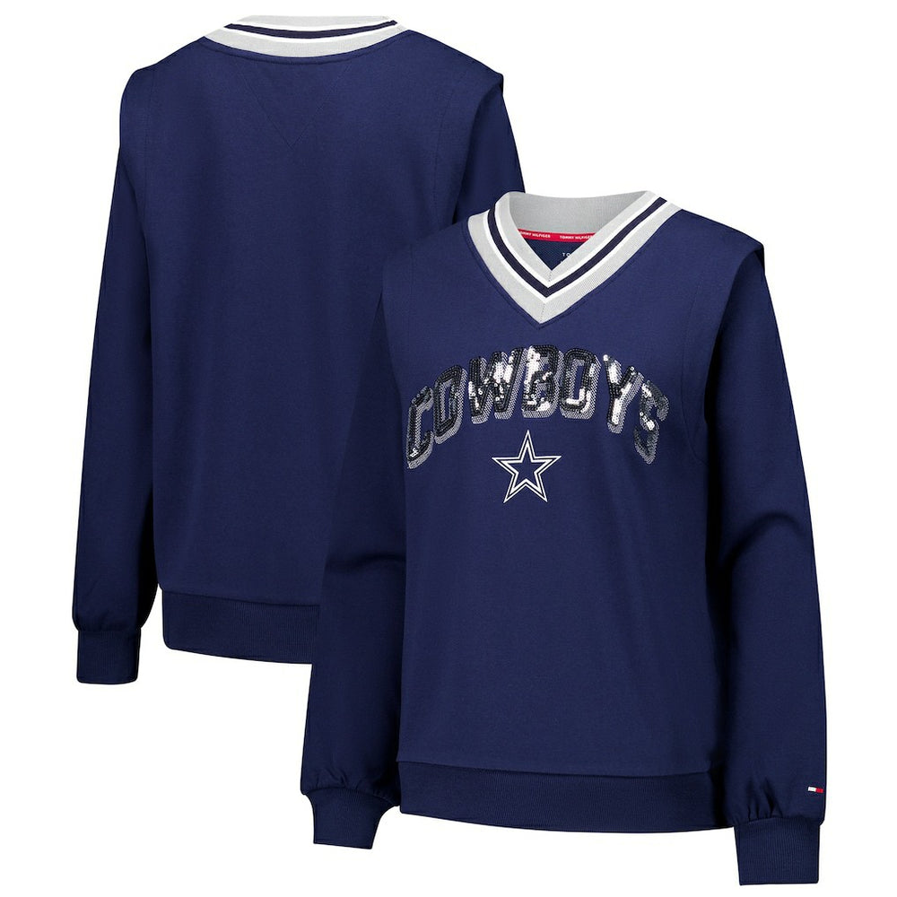 Tommy Hilfiger Women's Alice V-Neck Pullover Sweatshirt - Dallas Cowboys Pullover