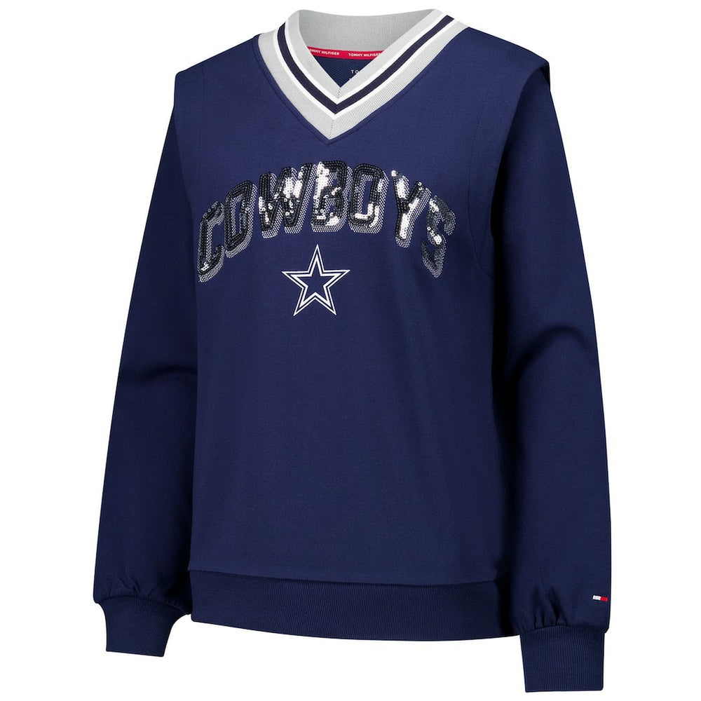 Tommy Hilfiger Women's Alice V-Neck Pullover Sweatshirt - Dallas Cowboys Pullover