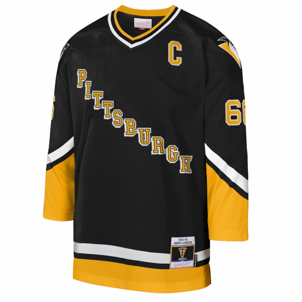 NHL Mario Lemieux Pittsburgh Penguins Mitchell & Ness Youth 1992/93 Captain Patch Power Play Player Jersey