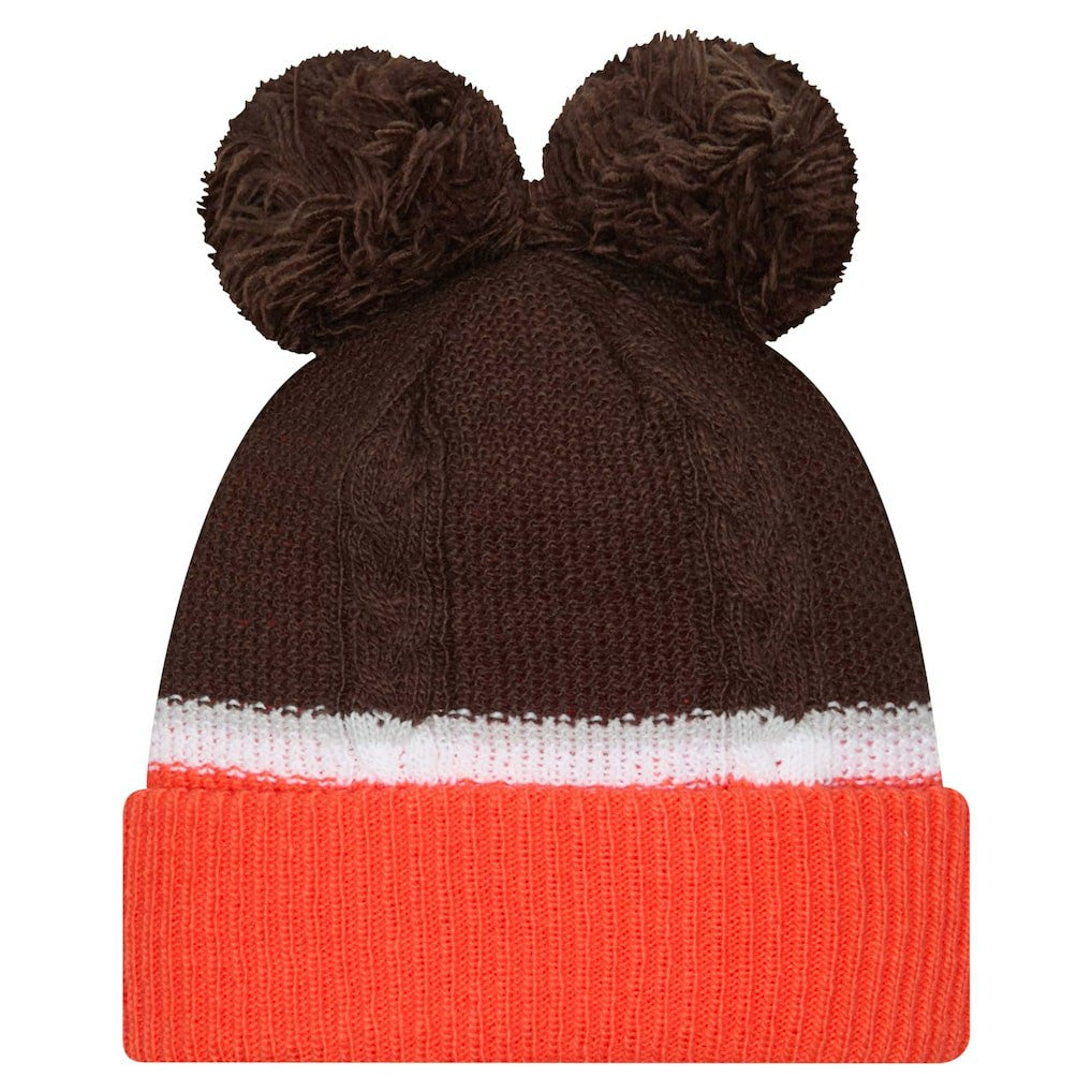 Women's Double Bubble Cuffed Knit Hat with Poms - Cleveland Browns Hats