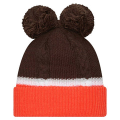 Women's Double Bubble Cuffed Knit Hat with Poms - Cleveland Browns Hats