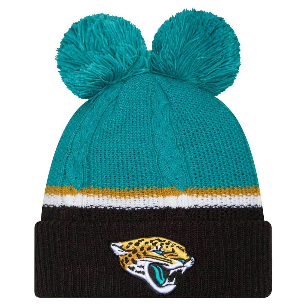 Women's Double Bubble Cuffed Knit Hat with Poms - Jacksonville Jaguars Hats