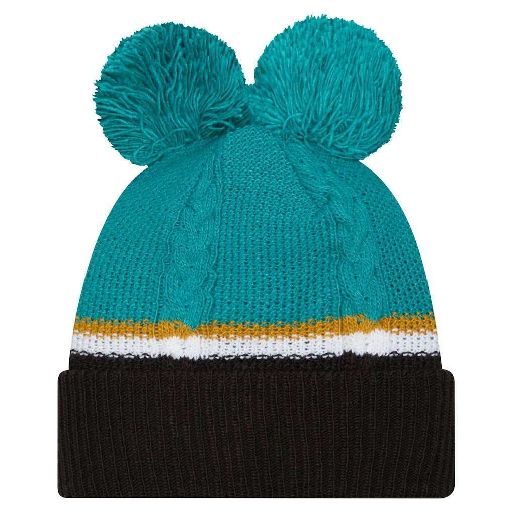 Women's Double Bubble Cuffed Knit Hat with Poms - Jacksonville Jaguars Hats