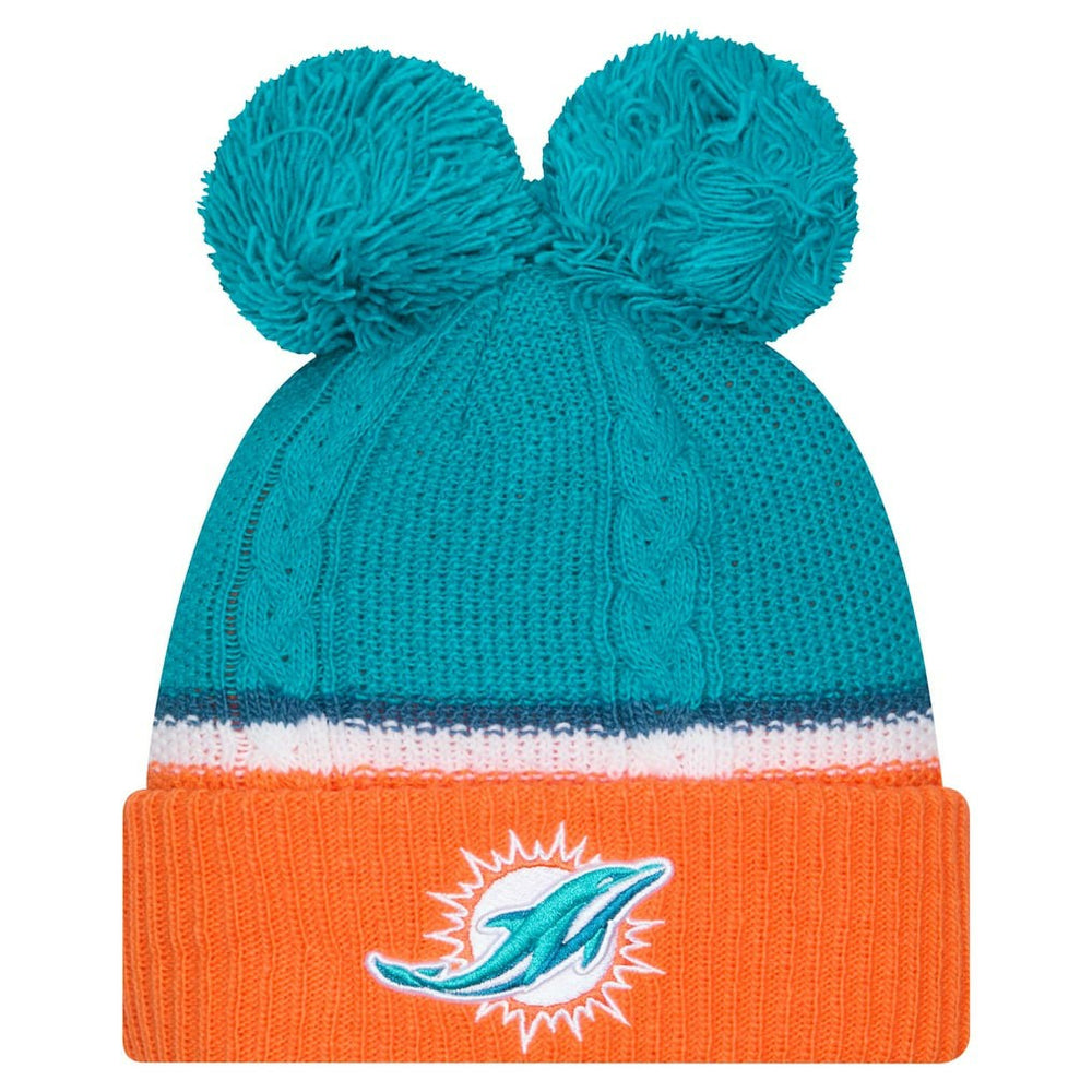 Women's Double Bubble Cuffed Knit Hat with Poms - Miami Dolphins Hats