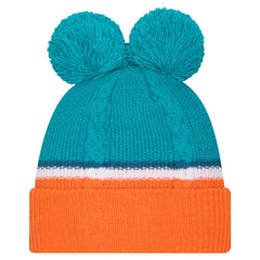 Women's Double Bubble Cuffed Knit Hat with Poms - Miami Dolphins Hats