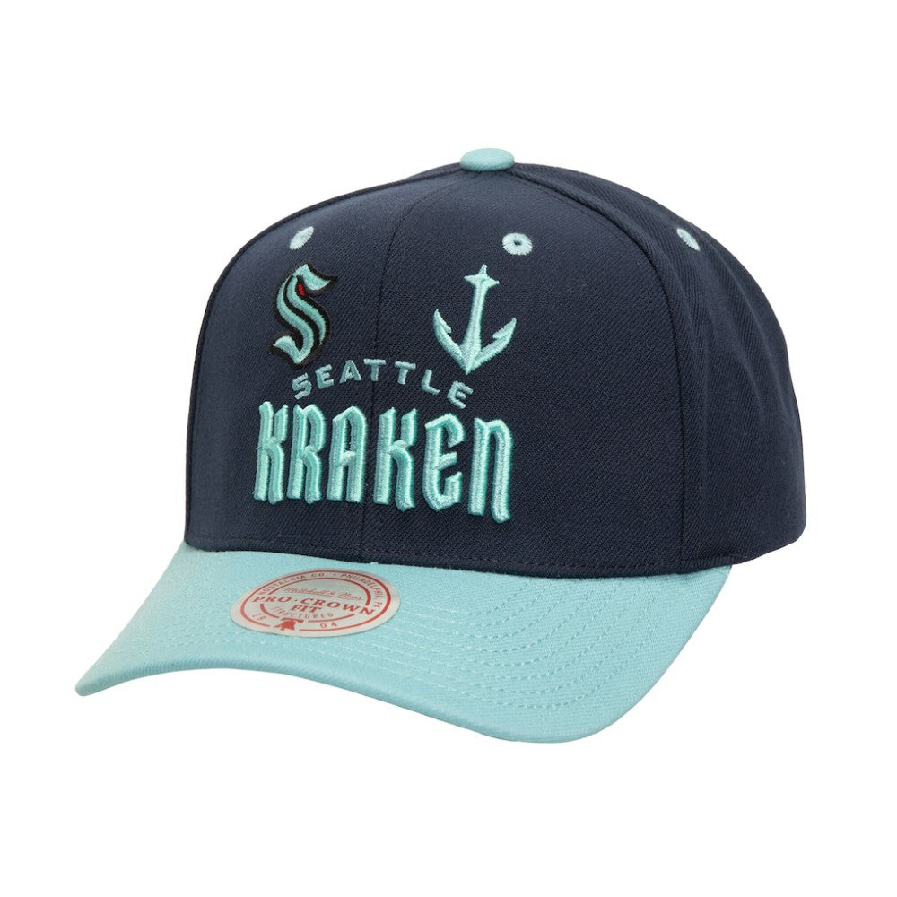 NHL Seattle Kraken Mitchell & Ness All In 2.0 Pro Crown Adjustable Hat