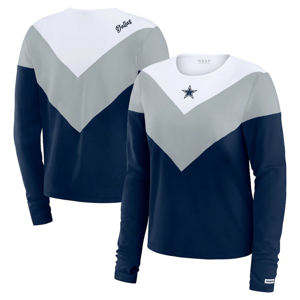 WEAR by Erin Andrews Women's Plus Size Chevron Tri-Blend Long Sleeve T-Shirt - Dallas Cowboys T-shirts