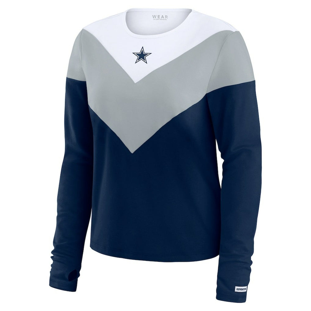 WEAR by Erin Andrews Women's Plus Size Chevron Tri-Blend Long Sleeve T-Shirt - Dallas Cowboys T-shirts
