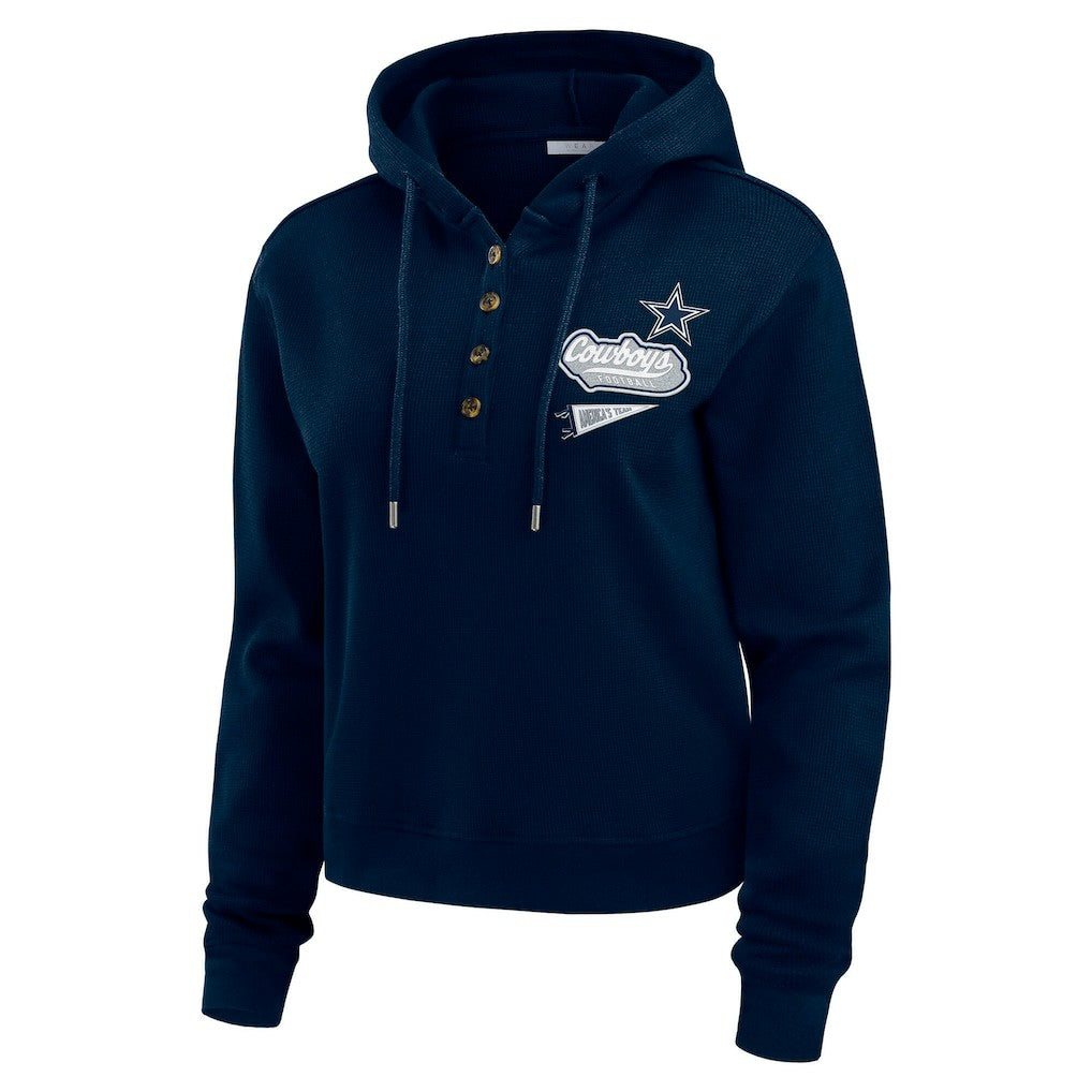 WEAR by Erin Andrews Women's Waffle-Knit Pullover Hoodie - Dallas Cowboys Hoodies