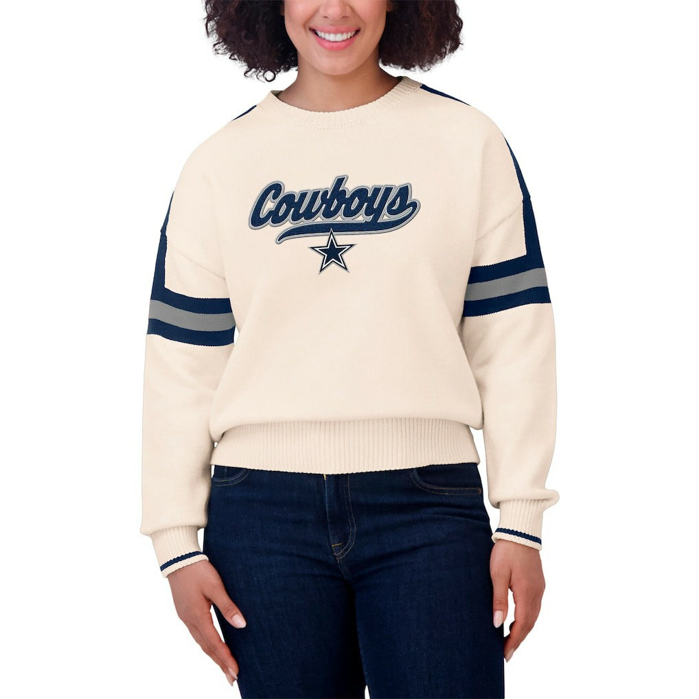 WEAR by Erin Andrews Women's Stripe Pullover Sweater - Dallas Cowboys Pullover