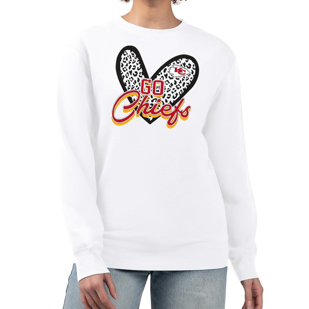 G-III 4Her by Carl Banks Women's Leopard Heart Pullover Sweatshirt - Kansas City Chiefs Pullover