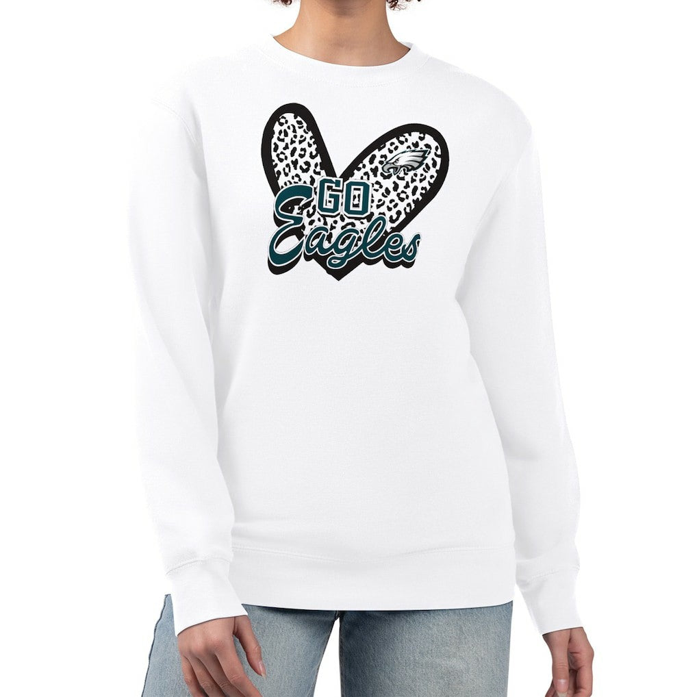G-III 4Her by Carl Banks Women's Leopard Heart Pullover Sweatshirt - Philadelphia Eagles Pullover