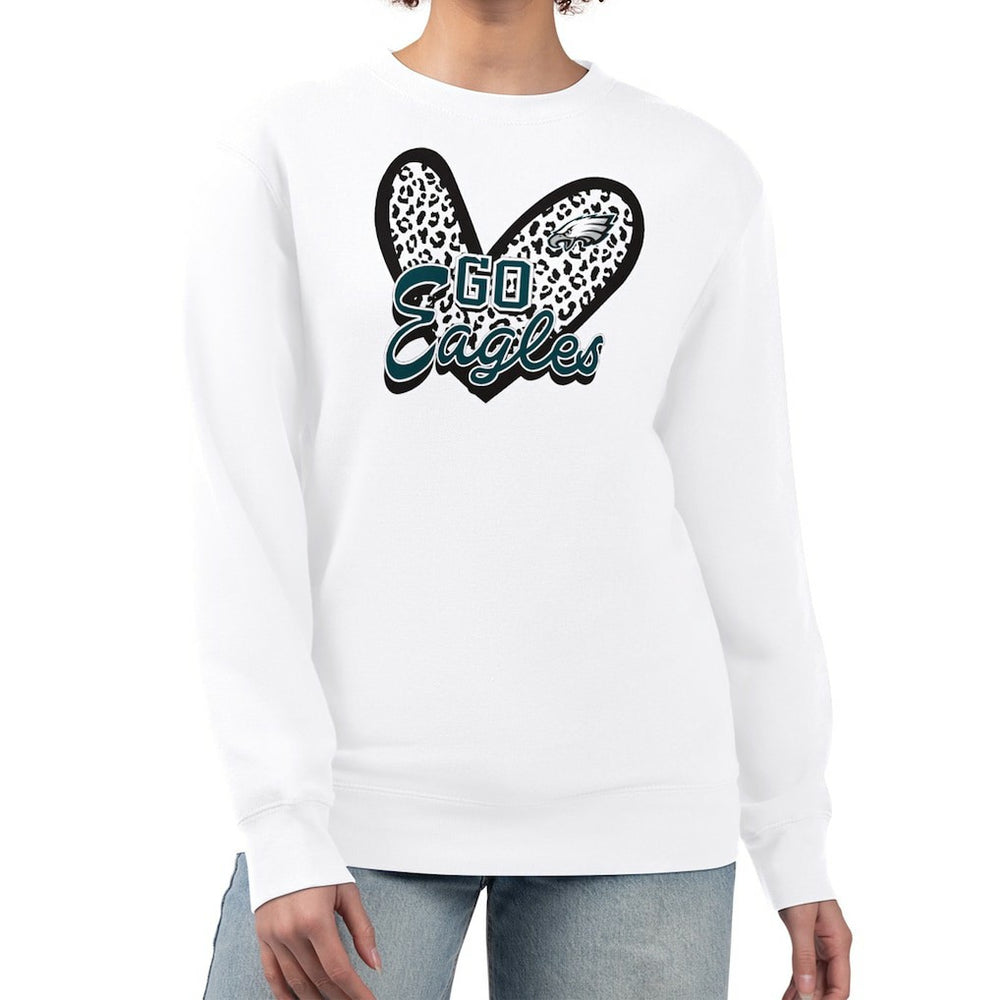 G-III 4Her by Carl Banks Women's Leopard Heart Pullover Sweatshirt - Philadelphia Eagles Pullover