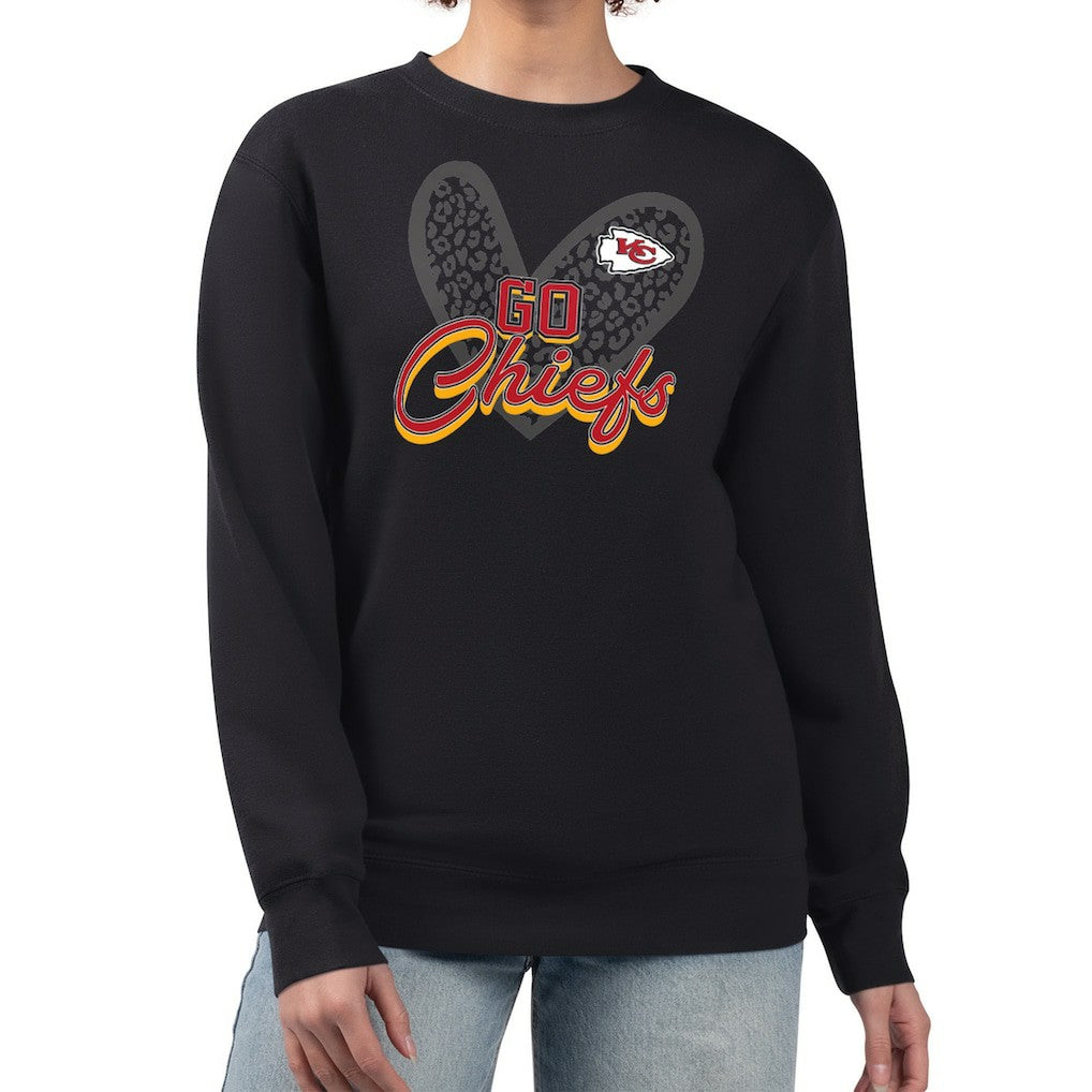 G-III 4Her by Carl Banks Women's Leopard Heart Pullover Sweatshirt - Kansas City Chiefs Pullover