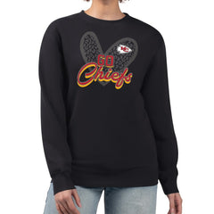 G-III 4Her by Carl Banks Women's Leopard Heart Pullover Sweatshirt - Kansas City Chiefs Pullover