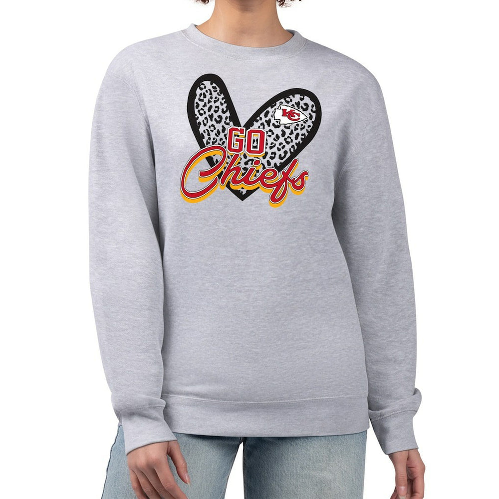 G-III 4Her by Carl Banks Women's Leopard Heart Pullover Sweatshirt - Kansas City Chiefs Pullover