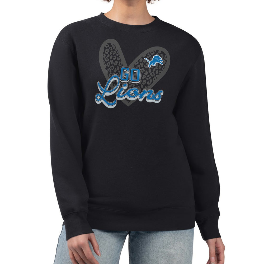G-III 4Her by Carl Banks Women's Leopard Heart Pullover Sweatshirt - Detroit Lions Pullover