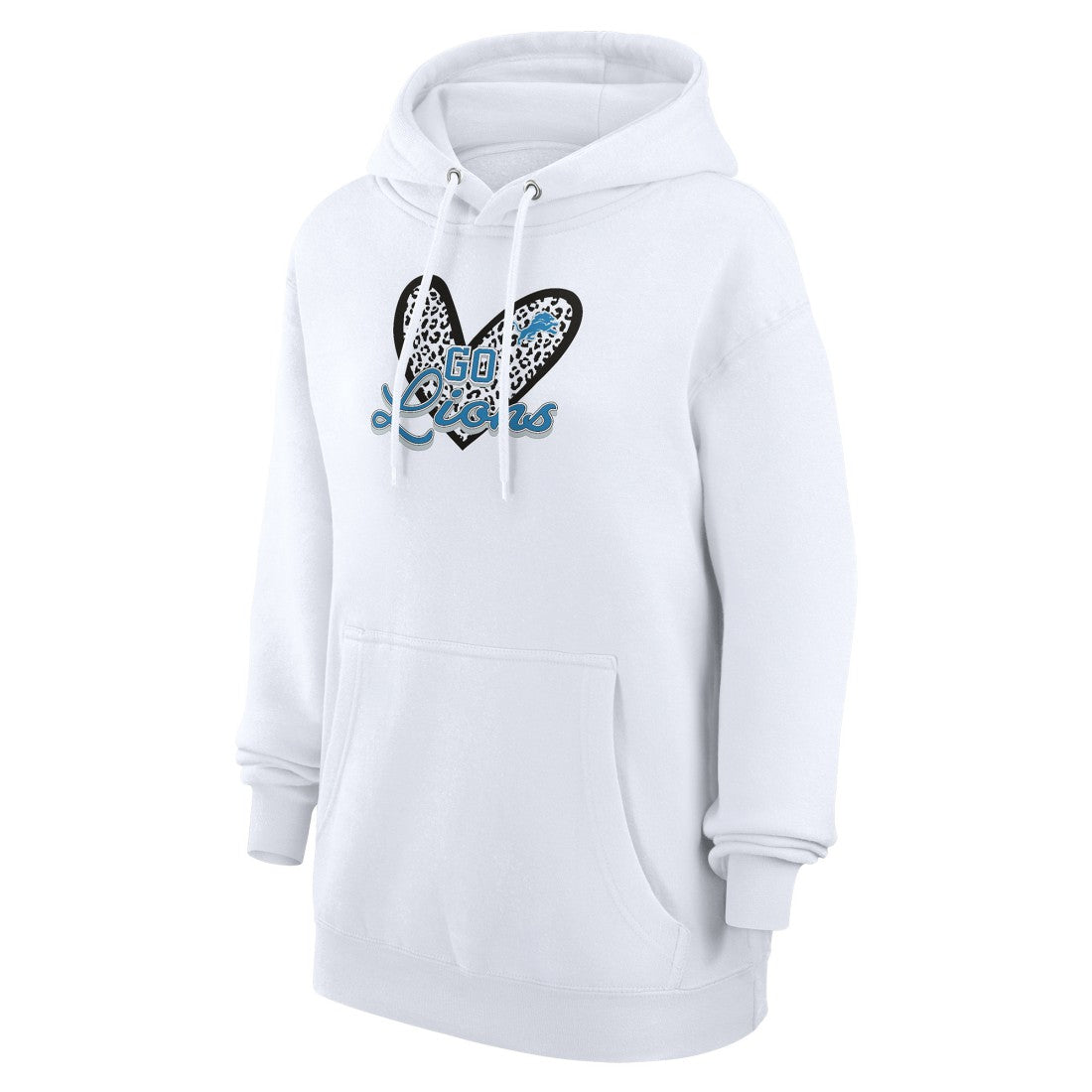 G-III 4Her by Carl Banks Women's Animal Print Heart Team Graphic Fleece Tri-Blend Pullover Hoodie - Detroit Lions Hoodies