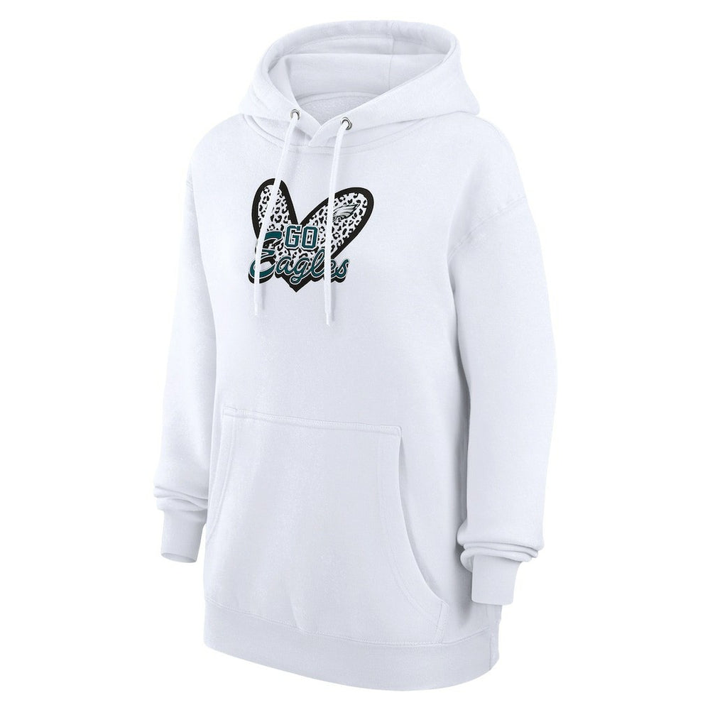 G-III 4Her by Carl Banks Women's Animal Print Heart Team Graphic Fleece Tri-Blend Pullover Hoodie - Philadelphia Eagles Hoodies