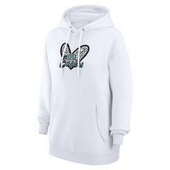 G-III 4Her by Carl Banks Women's Animal Print Heart Team Graphic Fleece Tri-Blend Pullover Hoodie - Philadelphia Eagles Hoodies