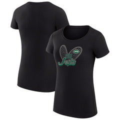 G-III 4Her by Carl Banks Women's Super-Slim Fit Lightweight Animal Print Heart T-Shirt - New York Jets T-shirts