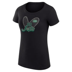 G-III 4Her by Carl Banks Women's Super-Slim Fit Lightweight Animal Print Heart T-Shirt - New York Jets T-shirts