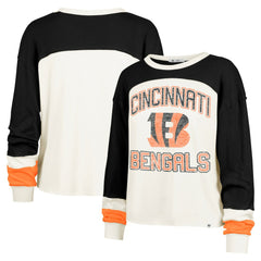 '47 Women's Double Header Curve Raglan Long Sleeve Crop Top - Cincinnati Bengals Tops