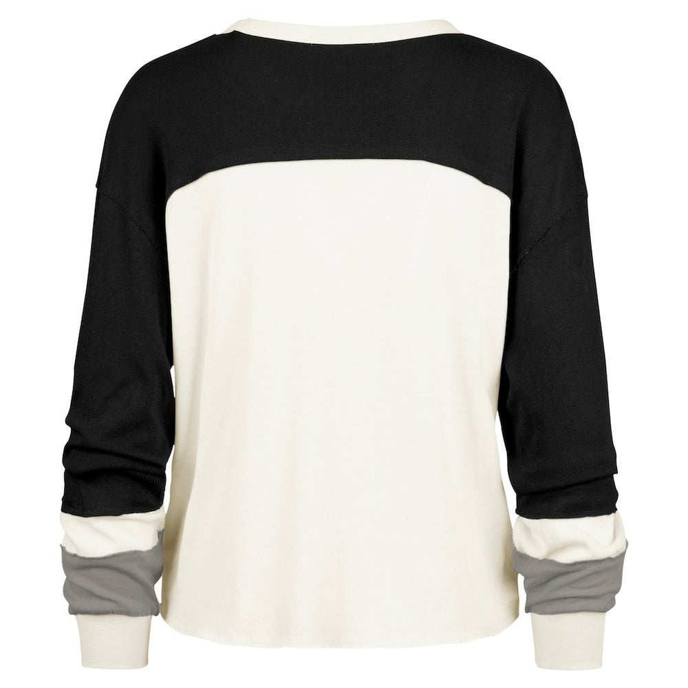 '47 Women's Double Header Curve Raglan Long Sleeve Crop Top - Carolina Panthers Tops