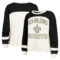 '47 Women's Double Header Curve Raglan Long Sleeve Crop Top - New Orleans Saints Tops