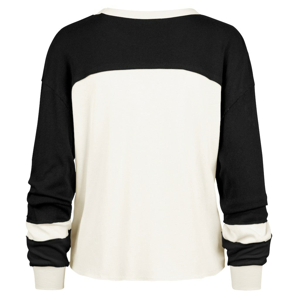 '47 Women's Double Header Curve Raglan Long Sleeve Crop Top - New Orleans Saints Tops