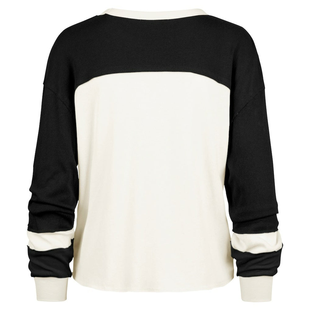 '47 Women's Double Header Curve Raglan Long Sleeve Crop Top - New Orleans Saints Tops