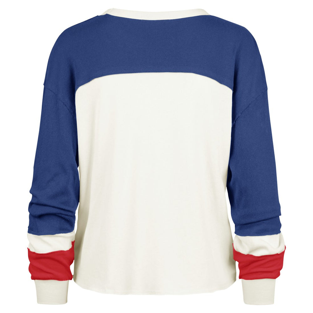 '47 Women's Double Header Curve Raglan Long Sleeve Crop Top - New York Giants Tops