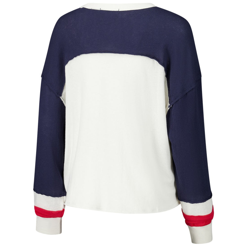 '47 Women's Double Header Curve Raglan Long Sleeve Crop Top - Houston Texans Tops