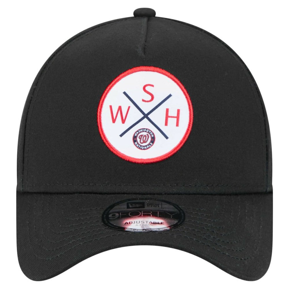 Black Washington Nationals New Era 9FORTY A-Frame Adjustable Hat