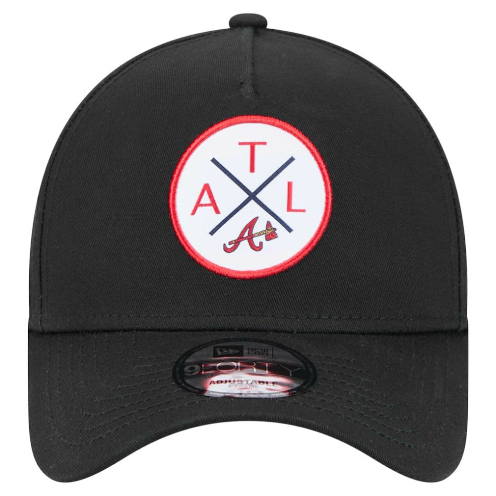 Black Atlanta Braves New Era 9FORTY A-Frame Adjustable Hat