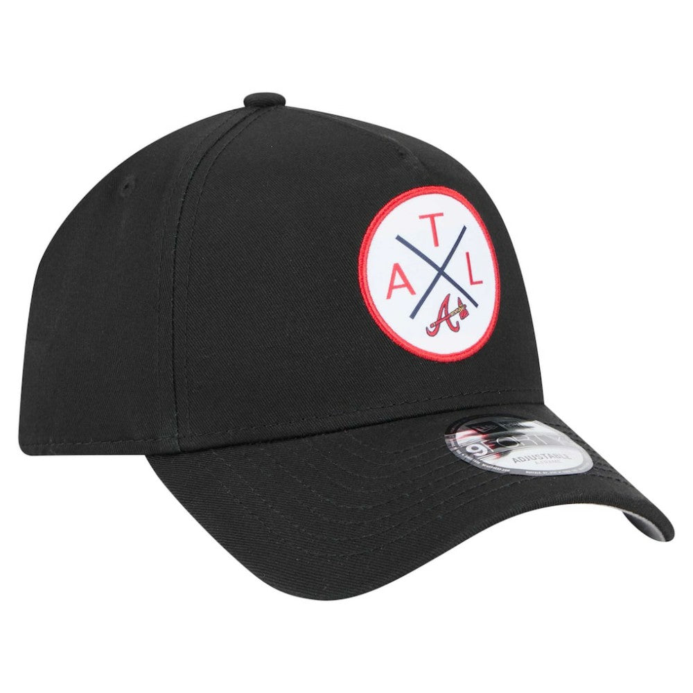 Black Atlanta Braves New Era 9FORTY A-Frame Adjustable Hat