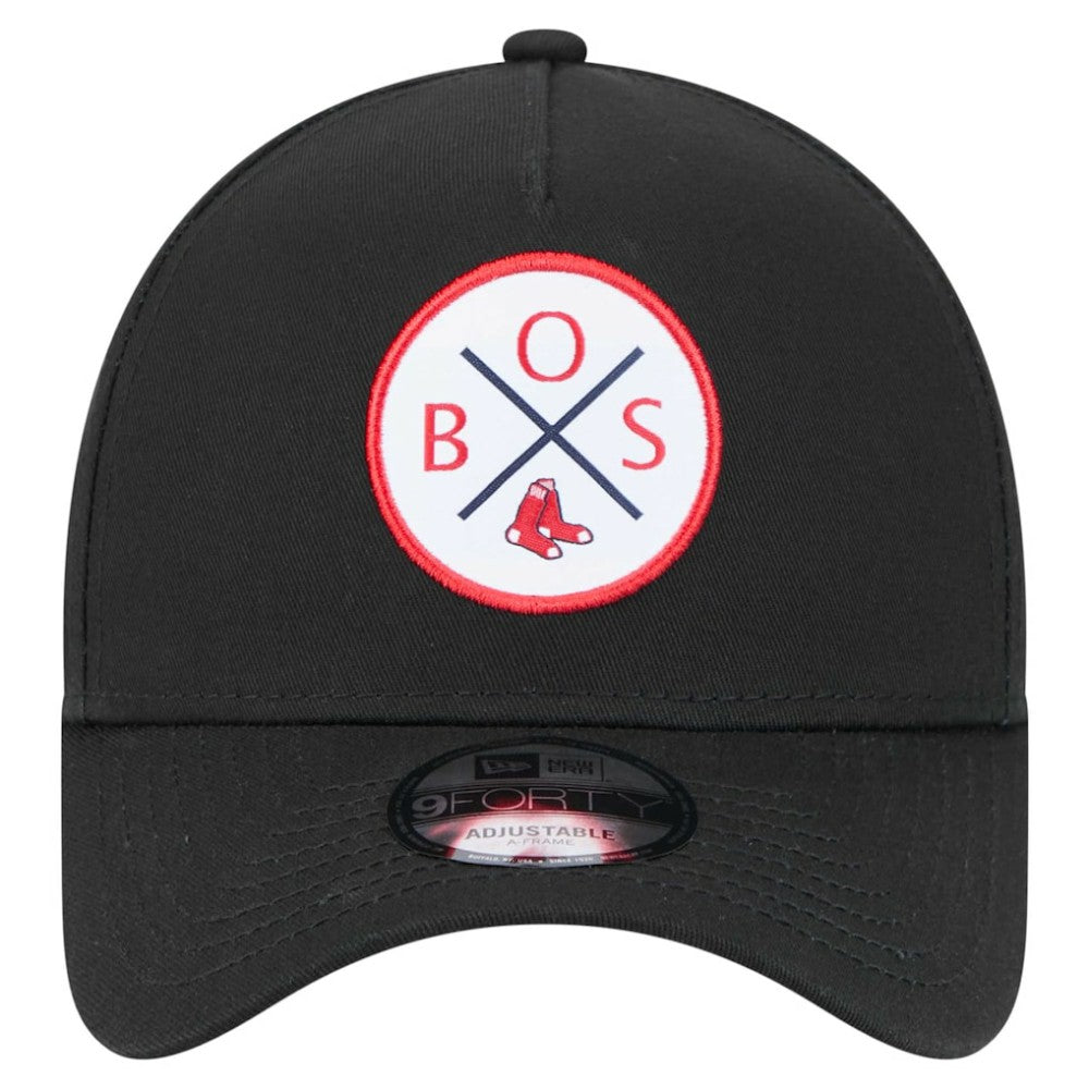 Black Boston Red Sox New Era 9FORTY A-Frame Adjustable Hat