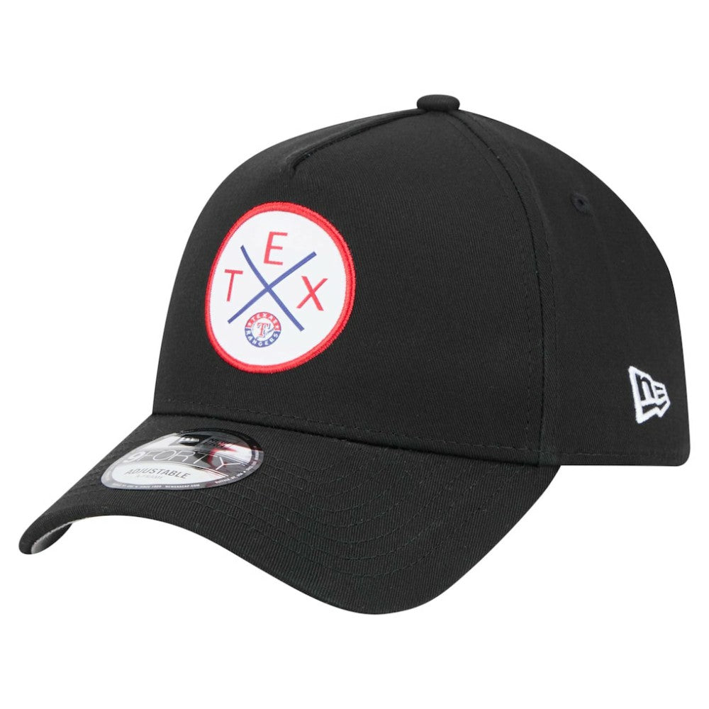 Black Texas Rangers New Era 9FORTY A-Frame Adjustable Hat