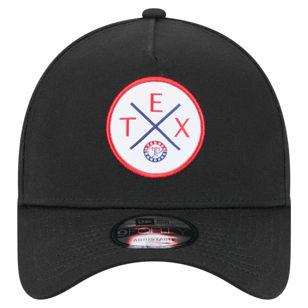 Black Texas Rangers New Era 9FORTY A-Frame Adjustable Hat