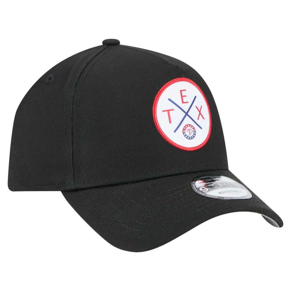 Black Texas Rangers New Era 9FORTY A-Frame Adjustable Hat