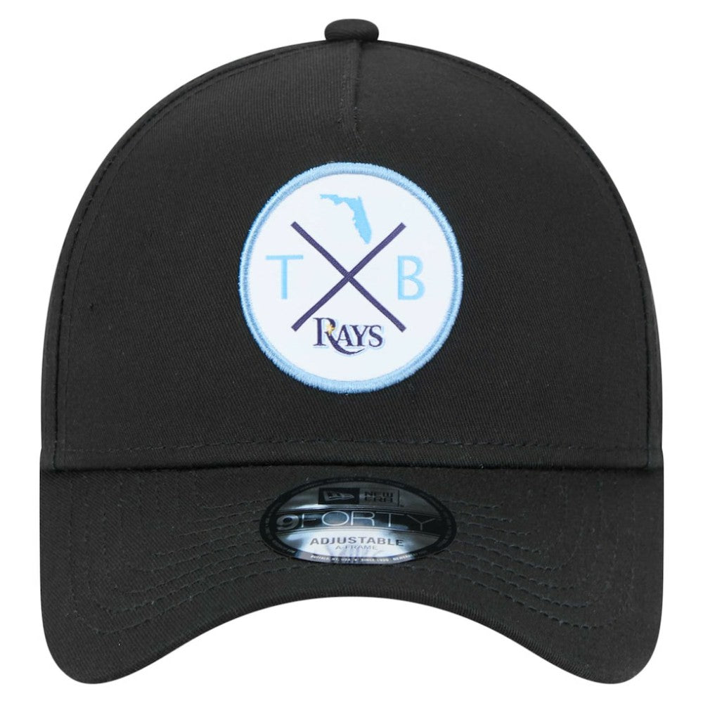 Black Tampa Bay Rays New Era 9FORTY A-Frame Adjustable Hat