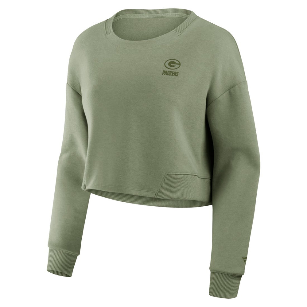 Women's Studio Tri-Blend Cropped Pullover Sweatshirt - Green Bay Packers Pullover
