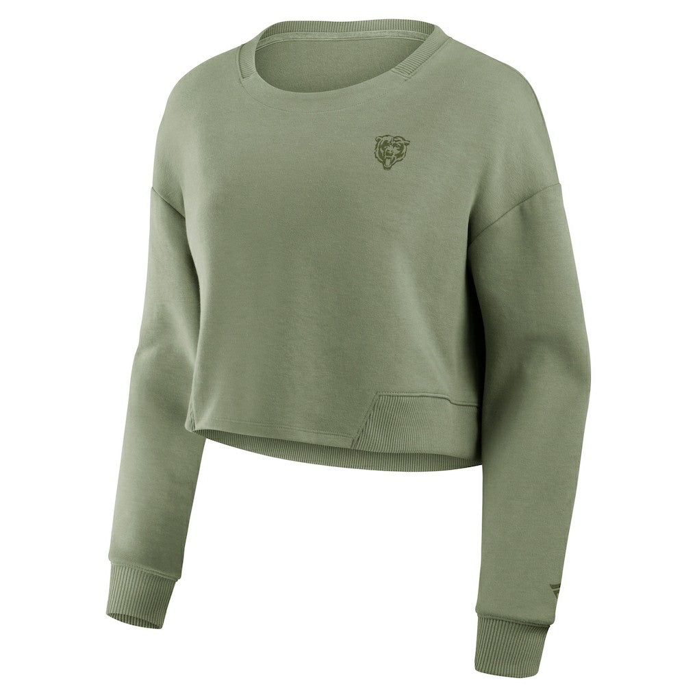Women's Studio Tri-Blend Cropped Pullover Sweatshirt - Chicago Bears Pullover