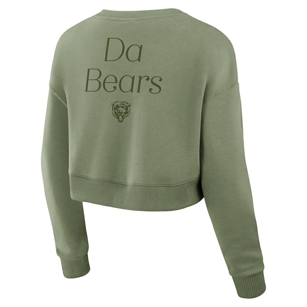 Women's Studio Tri-Blend Cropped Pullover Sweatshirt - Chicago Bears Pullover