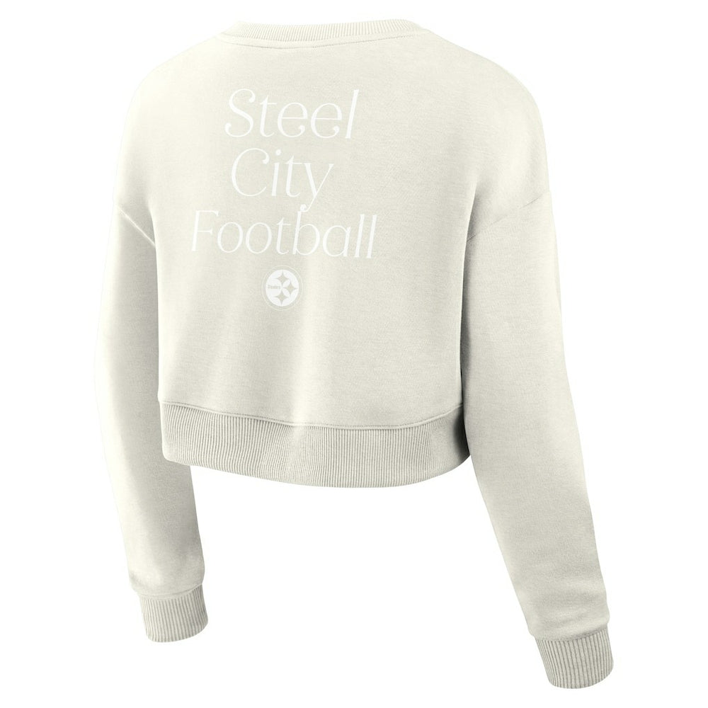 Women's Studio Tri-Blend Cropped Pullover Sweatshirt - Pittsburgh Steelers Pullover