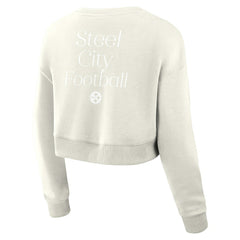 Women's Studio Tri-Blend Cropped Pullover Sweatshirt - Pittsburgh Steelers Pullover