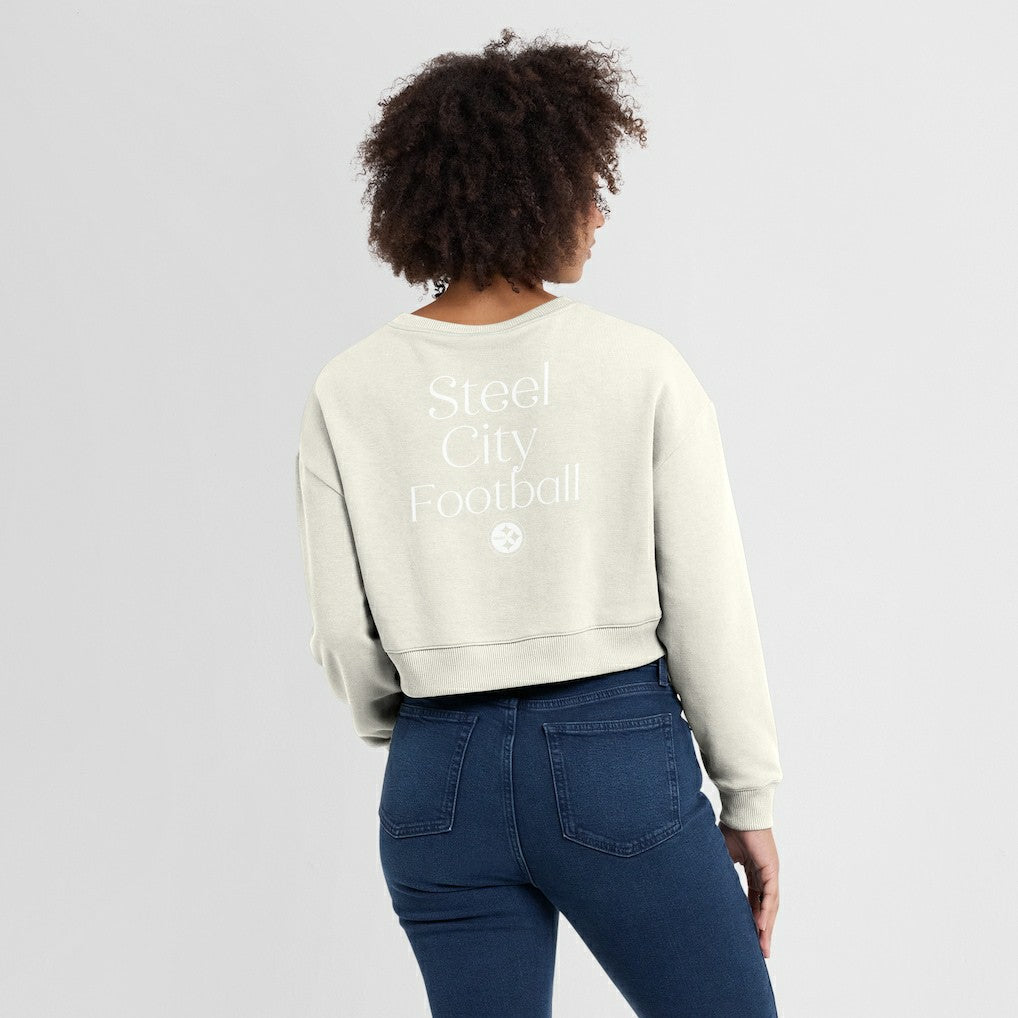 Women's Studio Tri-Blend Cropped Pullover Sweatshirt - Pittsburgh Steelers Pullover