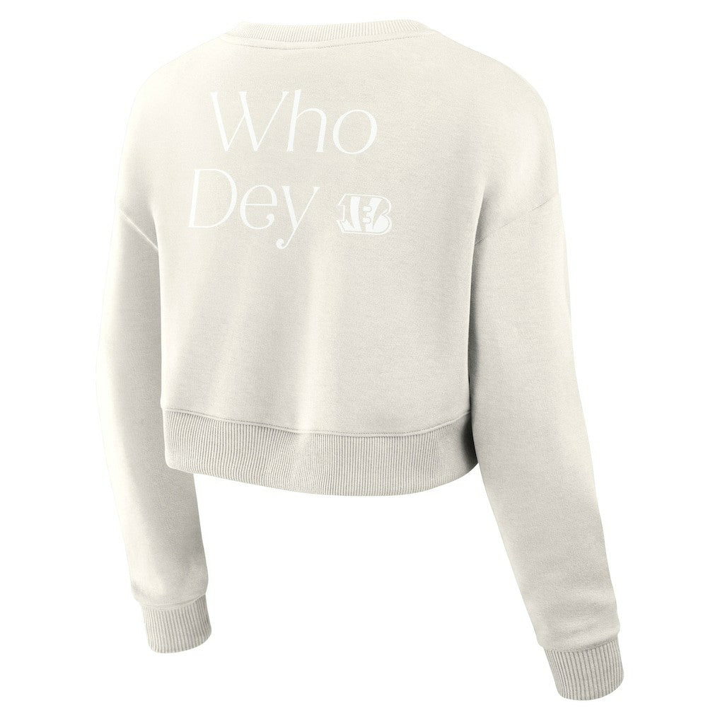 Women's Studio Tri-Blend Cropped Pullover Sweatshirt - Cincinnati Bengals Pullover